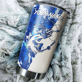 Maxcorners Walleye Fishing Blue Sea camo Stainless Steel Fishing Tumbler Customize Name