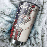 Maxcorners American Flag Bass Fishing Stainless Steel Fishing Tumbler Customize Name