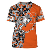 Maxcorners Bass Tattoo camo Orange Fishing Customize Name 3D Shirts