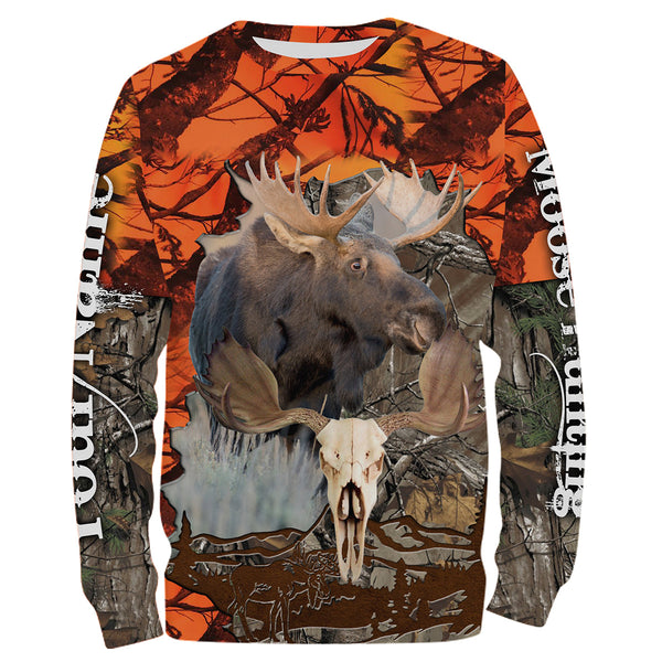 Maxcorners Custom Name Moose Hunting Orange Camouflage 3D All Over Printed Clothes