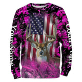 Maxcorners Custom Name US White-tailed Deer Hunting Pink Camo 3D All Over Printed Clothes