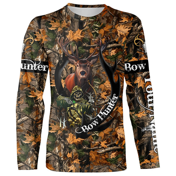 Maxcorners Bow Hunting Deer Grim Reaper Camouflage Custom Name Shirt 3D All Over Printed Clothes