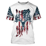 Maxcorners Bow Hunting Archery Deer Skull American flag custom Name Shirts - Patriotic Deer Bowhunting gifts LM2608