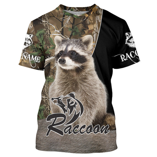 Maxcorners Raccoon Hunting Camouflage Custom Name Shirts, Personalized Hunting Shirts, Hunting Gifts