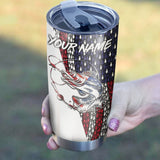 Maxcorners American Flag Walleye Fishing Stainless Steel Fishing Tumbler Customize Name