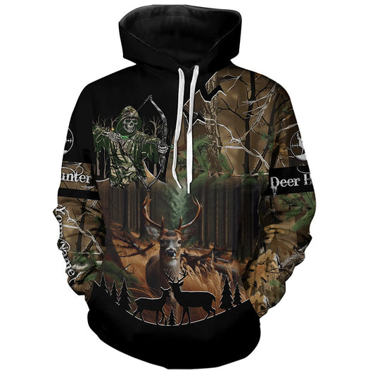 Maxcorners Deer Hunting Gripm Reaper Camouflage Custom Name all over print Shirts, Deer Hunting Gifts Shirt 1 LM2608