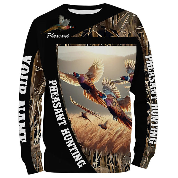 Maxcorners Pheasant Hunting Camo Custom Name Shirt 3D All Over Printed Clothes