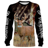 Maxcorners White-Tailed Deer American Flag Hunting Customize Name 3D Shirts