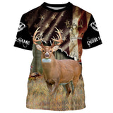 Maxcorners White-Tailed Deer American Flag Hunting Customize Name 3D Shirts