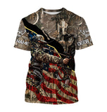 Maxcorners Custom Name Archery Bow Hunting American Flag Deer Shirt 3D All Over Printed Clothes