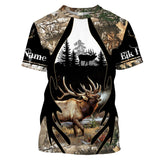 Maxcorners Elk Hunting Camo Customize Name 3D Shirts