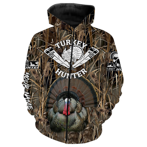 Maxcorners Personalized Turkey Hunting Camouflage Custom Name All Over Print Shirt, Hunting Gifts