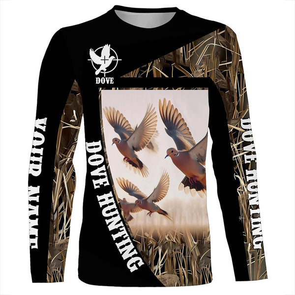 Maxcorners Dove Hunting Camo Custom Name All Over Printed Shirts, Gift For Hunters