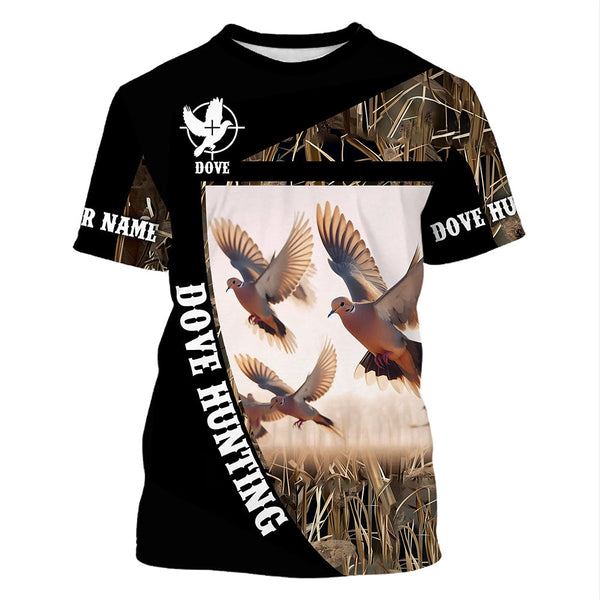 Maxcorners Dove Hunting Camo Custom Name All Over Printed Shirts, Gift For Hunters