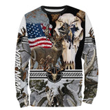 Maxcorners Custom Name Deer Skull Hunting American Flag Camo 3D All Over Printed Clothes