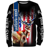 Maxcorners Custom Name Deer hunting American Flag Patriot 3D All Over Printed Clothes