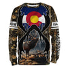 Maxcorners Elk Hunting Colorado Flag Custom Name Shirt 3D All Over Printed Clothes