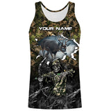 Maxcorners Deer Hunting Grim Reaper Camouflage Shirts For Deer Hunters Custom Name Shirt 3D All Over Printed Clothes