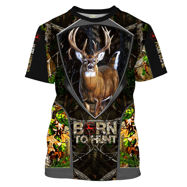 Maxcorners Born to Hunt Whitetail Deer Hunting Customize Name 3D Shirts