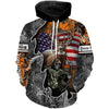 Maxcorners Deer Hunting American Flag Grim Reaper Custom Name camouflage Shirts for Hunters, Hunting Clothin LM2608