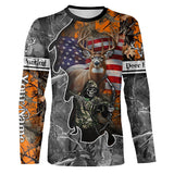 Maxcorners Deer Hunting Hunter American Flag Patriotic Custom Name Shirt 3D All Over Printed Clothes