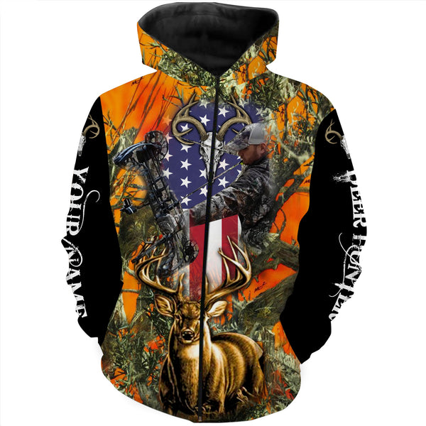 Maxcorners Deer Hunting Orange Camo Customize Name 3D Shirts