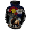 Maxcorners Elk Hunting Colorado Flag Custom Name Shirt 3D All Over Printed Clothes