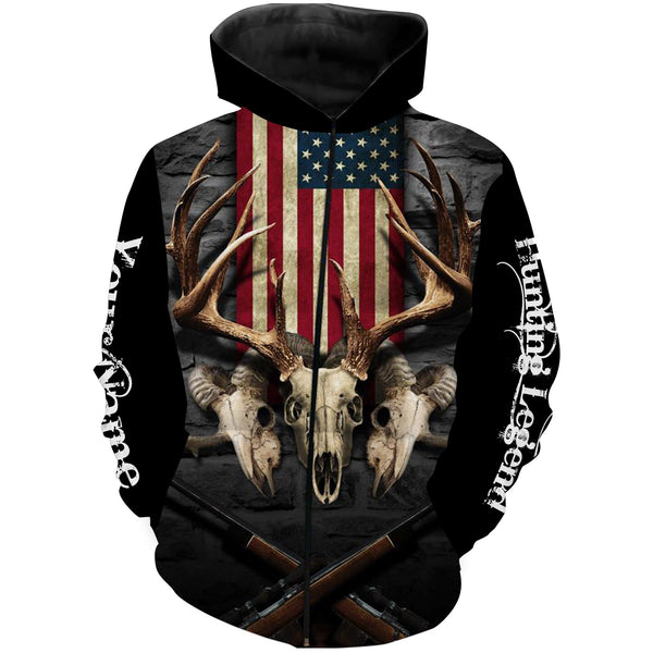 Maxcorners Custom Name Hunting Legend American Flag 3D All Over Printed Clothes