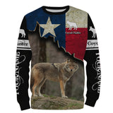 Maxcorners Coyote Hunting Texas Flag Custom Name Shirt 3D All Over Printed Clothes