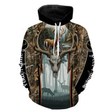 Maxcorners Whitetail Deer Hunting Camouflage Custom Name All Over Print Shirts, Deer Hunting Gifts