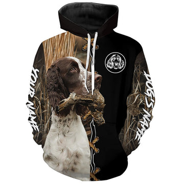 Maxcorners English Springer Spaniel Hunting Dog Custom Name Hoodie Shirt for Hunter  | Grouse
