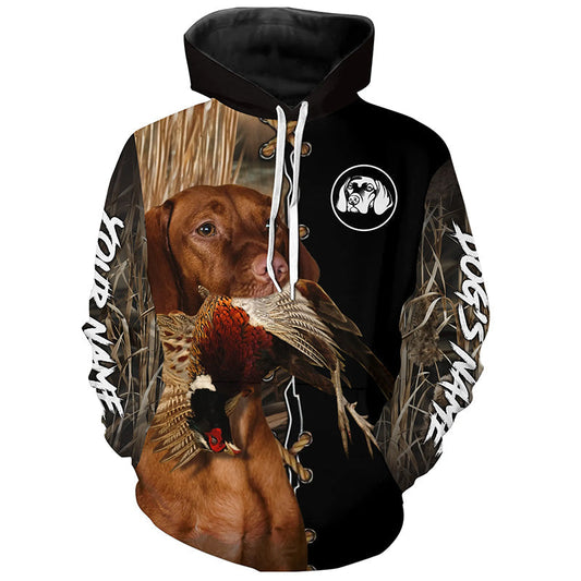 Maxcorners Vizsla Hunting Dog Custom Name Hoodie Shirt for Hunter  | Pheasant