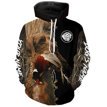 Maxcorners Pudelpointer Hunting Dog Custom Name Hoodie Shirt for Hunter | Pheasant
