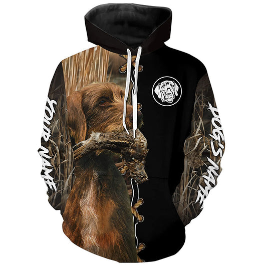 Maxcorners Pudelpointer Hunting Dog Custom Name Hoodie Shirt for Hunter | Grouse