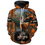 Maxcorners Whitetail Deer Hunting Orange Camo Custom Name Shirt 3D All Over Printed Clothes