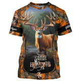 Maxcorners Whitetail Deer Hunting Orange Camo Custom Name Shirt 3D All Over Printed Clothes