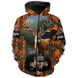 Maxcorners Whitetail Deer Hunting Orange Camo Custom Name Shirt 3D All Over Printed Clothes