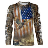 Maxcorners Duck Hunting American Flag Camo Custom Name Shirt 3D All Over Printed Clothes