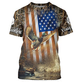 Maxcorners Duck Hunting American Flag Camo Custom Name Shirt 3D All Over Printed Clothes