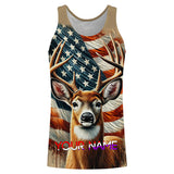 Maxcorners Deer Hunting American Flag Custom Name Shirt 3D All Over Printed Clothes