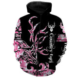 Maxcorners Custom Name Country Girl Deer Hunting Grunge Pink Camo 3D All Over Printed Clothes