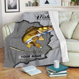 Maxcorners Walleye Fishing Customized Name 3D Quilt - Blanket