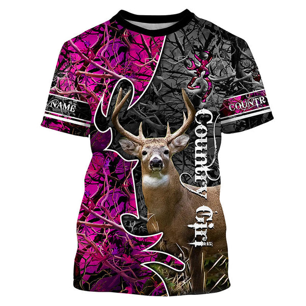 Maxcorners Custom Name Country Girl Deer Hunting 3D All Over Printed Clothes