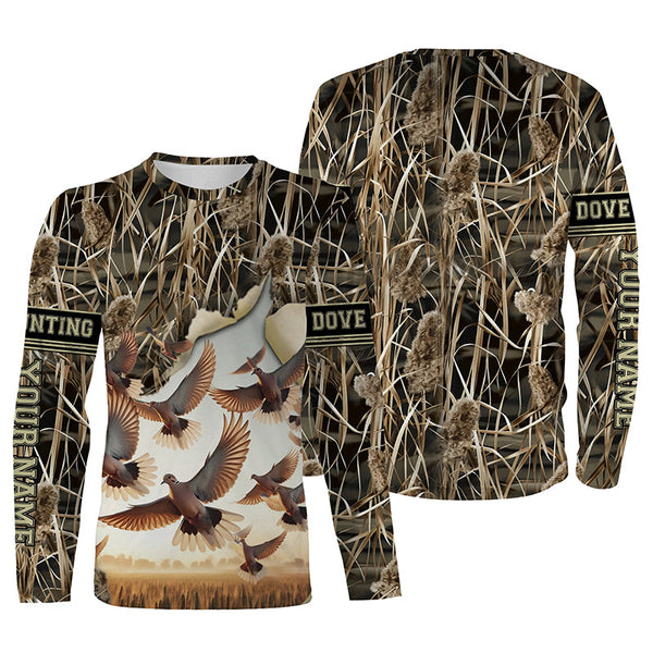 Maxcorners Dove Hunting Camouflage Custom Name All Over Printed Shirts, Gift For Hunters