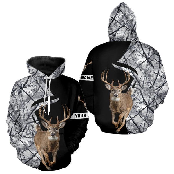 Maxcorners Deer Hunting Big Game Black Camo Gray Custom Name 3D All Over Print Shirts, Hunting Gifts LM0910