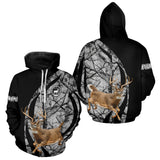 Maxcorners Deer Jumping Hunting 3D Black Gray Camo Custom Name All Over Print Shirt Hunting Shirts LM0910