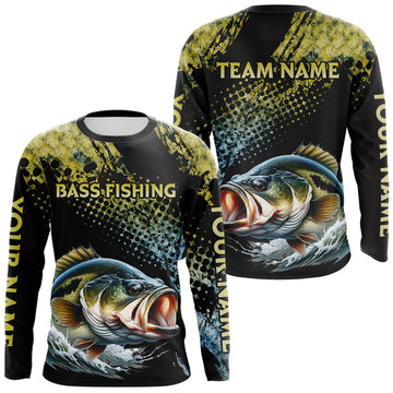 Maxcorners Bass Fishing Shirts Long Sleeve Sport Style Personalized Name, Team Name LM1501