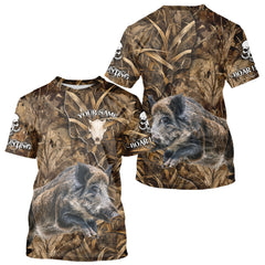 Maxcorners Personalized Wild Hog Hunting Camo Full Printing Shirts, Boar Hunting Gifts, Hunting Season LM1109