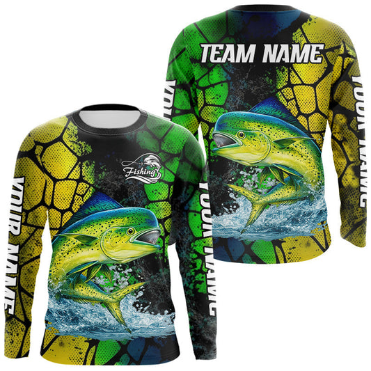 Maxcorners Mahi Mahi Custom Fishing Shirts Long Sleeve, Mahi Mahi Tournament Fishing Shirts LM1501