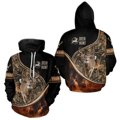 Maxcorners Deer Jumping Shirt Black Camo 3D Custom, Season Deer Hunting, Whitetail Deer Shirt LM1809